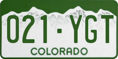 CO license plate 021YGT