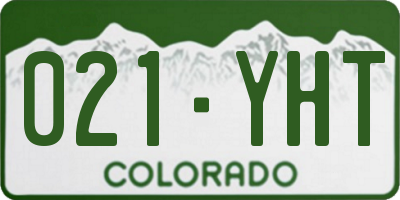 CO license plate 021YHT