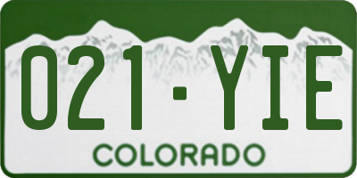 CO license plate 021YIE