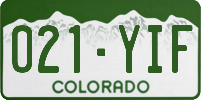 CO license plate 021YIF