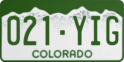 CO license plate 021YIG