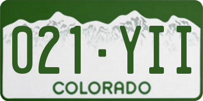 CO license plate 021YII