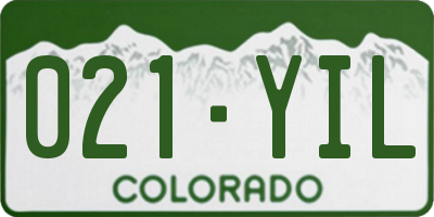 CO license plate 021YIL