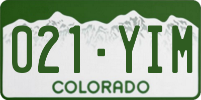 CO license plate 021YIM