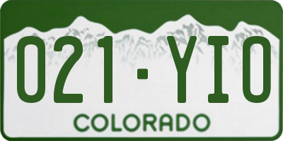 CO license plate 021YIO