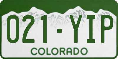 CO license plate 021YIP