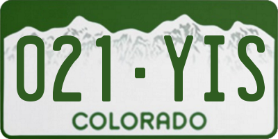 CO license plate 021YIS
