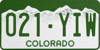 CO license plate 021YIW