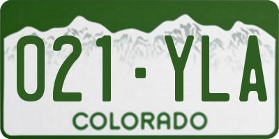 CO license plate 021YLA