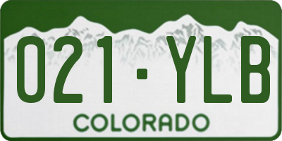 CO license plate 021YLB