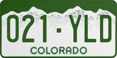 CO license plate 021YLD