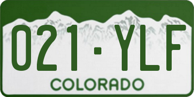 CO license plate 021YLF