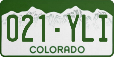 CO license plate 021YLI