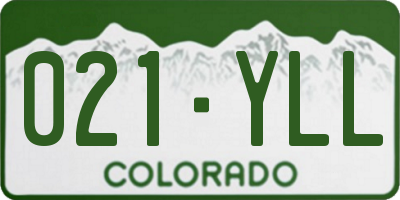 CO license plate 021YLL