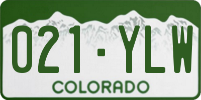 CO license plate 021YLW