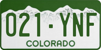 CO license plate 021YNF