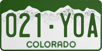 CO license plate 021YOA
