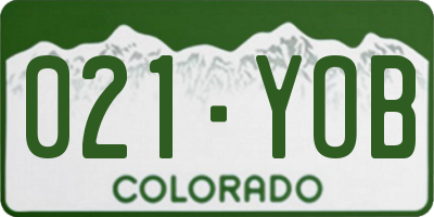 CO license plate 021YOB