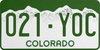 CO license plate 021YOC