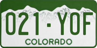 CO license plate 021YOF