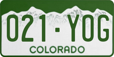 CO license plate 021YOG