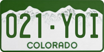 CO license plate 021YOI