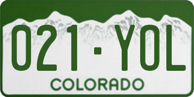 CO license plate 021YOL
