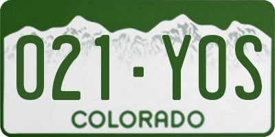 CO license plate 021YOS
