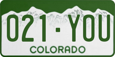 CO license plate 021YOU