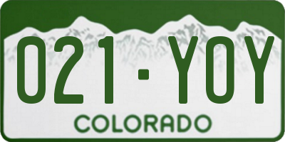 CO license plate 021YOY