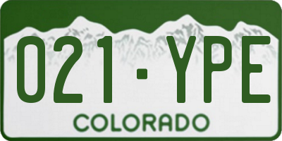 CO license plate 021YPE