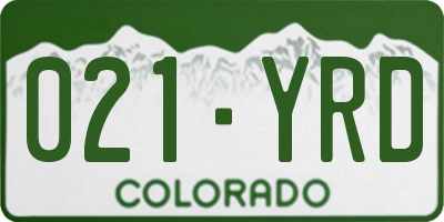 CO license plate 021YRD