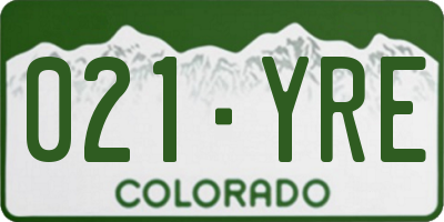 CO license plate 021YRE