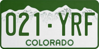 CO license plate 021YRF