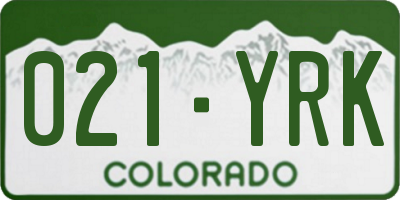 CO license plate 021YRK
