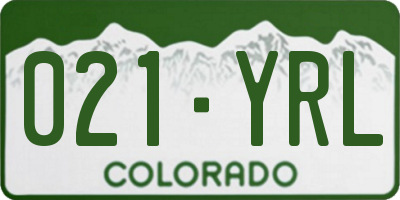 CO license plate 021YRL