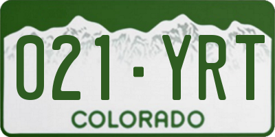 CO license plate 021YRT