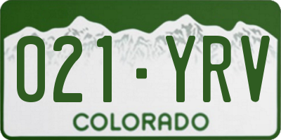 CO license plate 021YRV