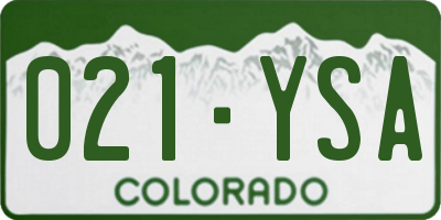 CO license plate 021YSA