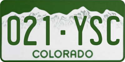 CO license plate 021YSC