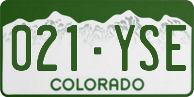 CO license plate 021YSE