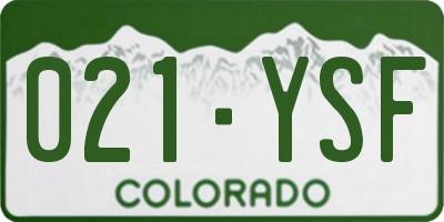 CO license plate 021YSF