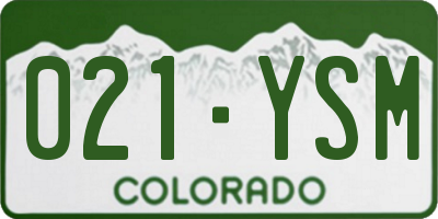 CO license plate 021YSM
