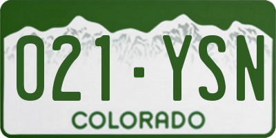CO license plate 021YSN