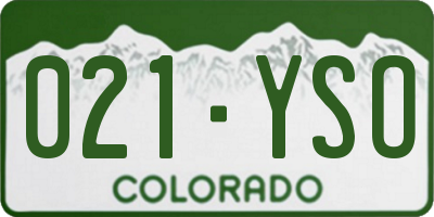 CO license plate 021YSO