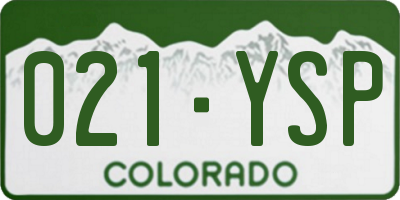 CO license plate 021YSP