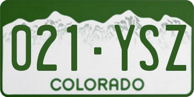 CO license plate 021YSZ