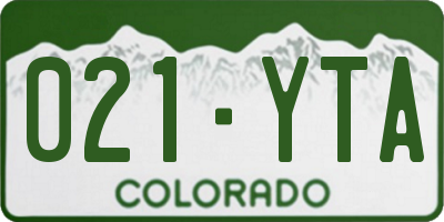 CO license plate 021YTA