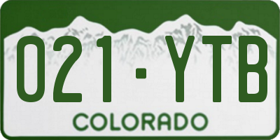 CO license plate 021YTB