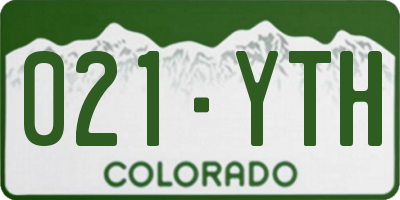 CO license plate 021YTH